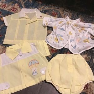 Baby boys vintage 0-3 layette outfits sets